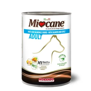 שימורים לכלב,Miocane ,פטה סלמון וכוסמין 400 גר'
