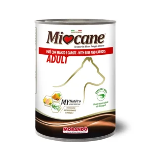 שימורים לכלב,Miocane ,פטה בקר וגזר 400 גר'