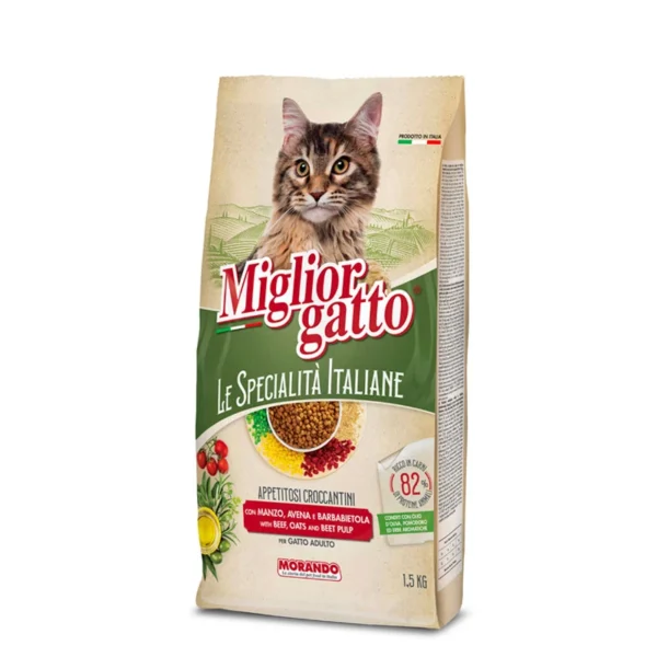 Le Specialita Italiana, אוכל לחתולים בטעם בקר, שיבולת שועל וסלק 1.5 ק"ג