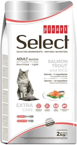 Select, אוכל לחתול מסורס/לייט סנסיטיב סלמון 8 ק"ג