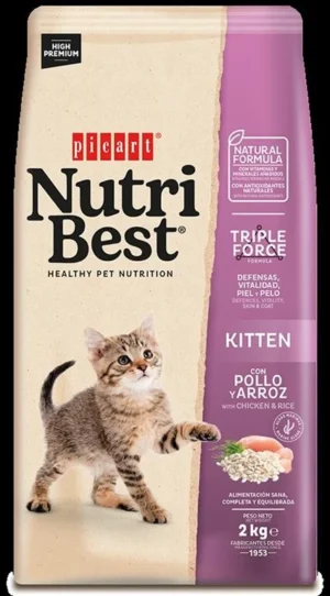 Nutribest Kitten, אוכל לגורי חתולים. עוף ואורז 2 ק"ג