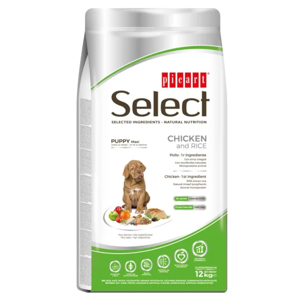 select menu סלקט מניו 12 ק"ג מזון יבש לכלבים גורים מגזע גדול (פאפי מקסי)