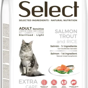 select menu סלקט מניו 8 ק"ג מזון יבש דיאטטי לחתול מסורס/מעוקר בטעם דגים (סנסטיב)