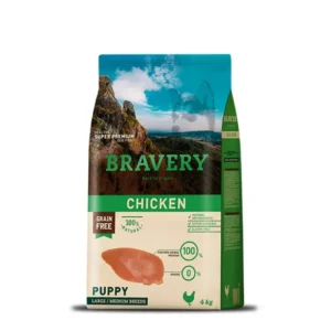ברייברי עוף מזון היפואלרגני לגורי כלבים מגזע בינוני/גדול 12 ק"ג Bravery