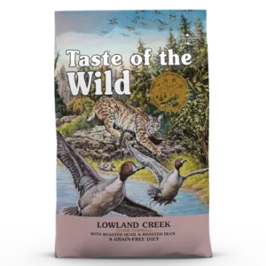 טייסט אוף דה ווילד לואולנד קריק לחתולים – בשר שליו צלוי ובשר ברווז צלוי - גדול Taste Of The Wild Lowland Creek Feline Formula with Roasted Fowl