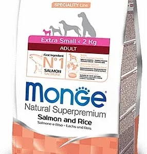 מונג' כלב בוגר מגזע זעיר XS סלמון ואורז 2.5 ק"ג