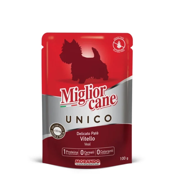 פאוץ' לכלב, Migliorcane Unico פטה עגל 100 גר'
