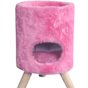 פינת ישיבה מלכותית בשילוב פרווה סינטטית בצבע ורוד בגודל של 40*40*65