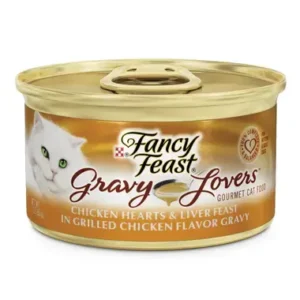 פנסי פיסט מזון לח ומלא לחתול לבבות עוף וכבד ברוטב עשיר 85 גרם