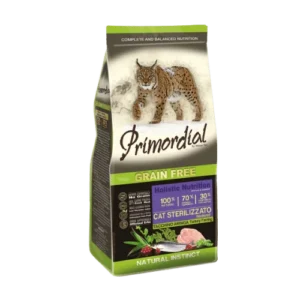פרימורדיאל ללא דגנים לחתולים בוגרים מסורסים – הודו הרינג חמוציות לספדזה 2 ק"ג Primordial Grain Free For Neutered Adult Cats - Turkey Herring Cranberry Lespedeza