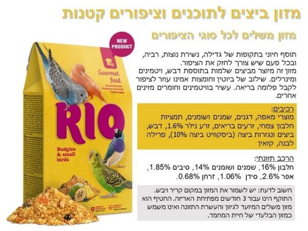 ריו 21190 - מזון ביצים לתוכונים ולציפורים קטנות, 250 גרם