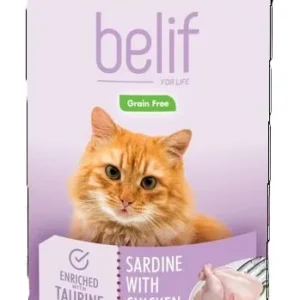 שימור בליף סרדין ועוף לחתול בוגר 400 גרם Belif