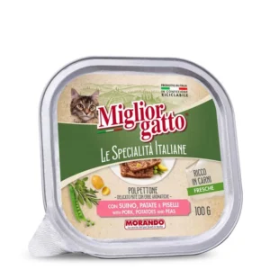 שימורים לחתול, Le Specialita Italiana, פטה בטעם חזיר, תפו"א ואפונה 100 גר'