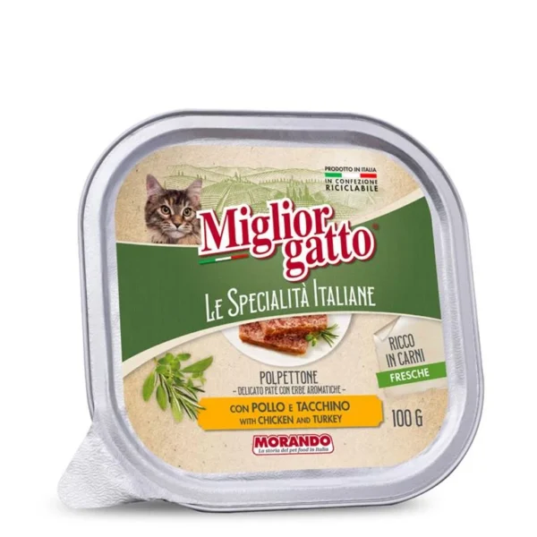 שימורים לחתול, Le Specialita Italiana, פטה בטעם עוף והודו 100 גר'