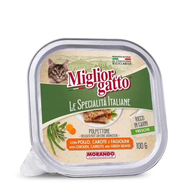 שימורים לחתול, Le Specialita Italiana, פטה בטעם עוף,גזר ושעועית 100 גר'