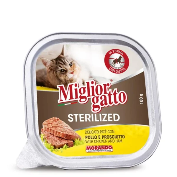 שימורים לחתול מסורס,Migliorgatto, פטה בטעם עוף וחזיר 100 גר'