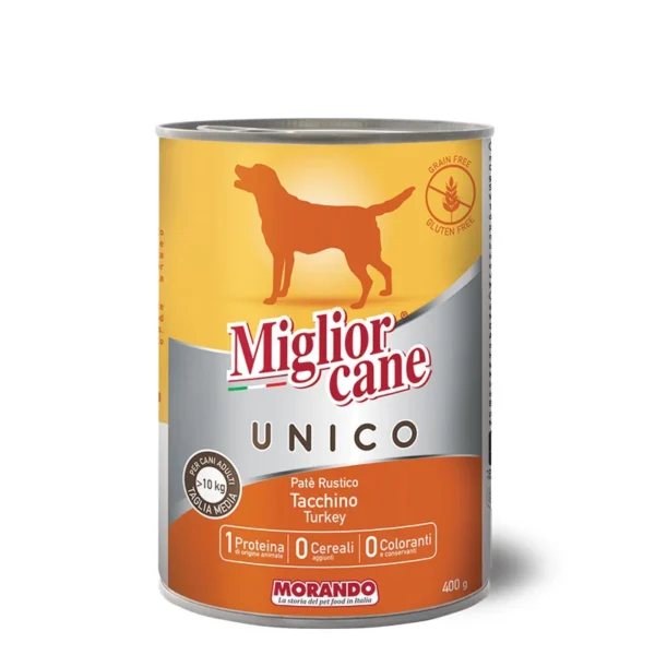 שימורים לכלב, Migliorcane Unico פטה הודו 400 גר'