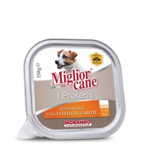 שימורים לכלב מגזע קטן,I Preferiti, פטה בטעם עגל וגזר, 150 גר'