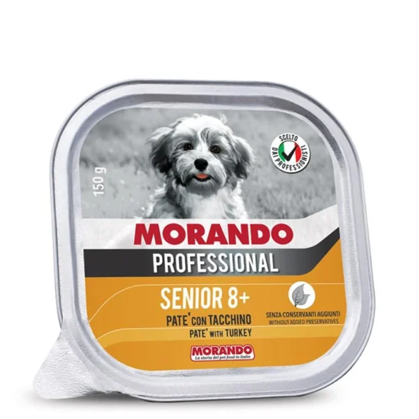 שימורים לכלב סניור,Morando Professional, פטה הודו 150 גר'