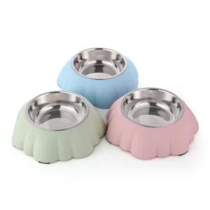 קערת אוכל פרח בסיס מפלסטיק ונירוסטה נשלפת