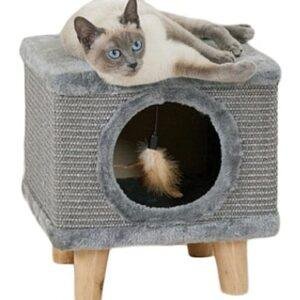 מגרדת בית מרובעת על רגליים לחתול