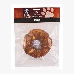 אולטרה פט 1 יח' עצם לעיסה טבעת עור בקר עטוף בברווז