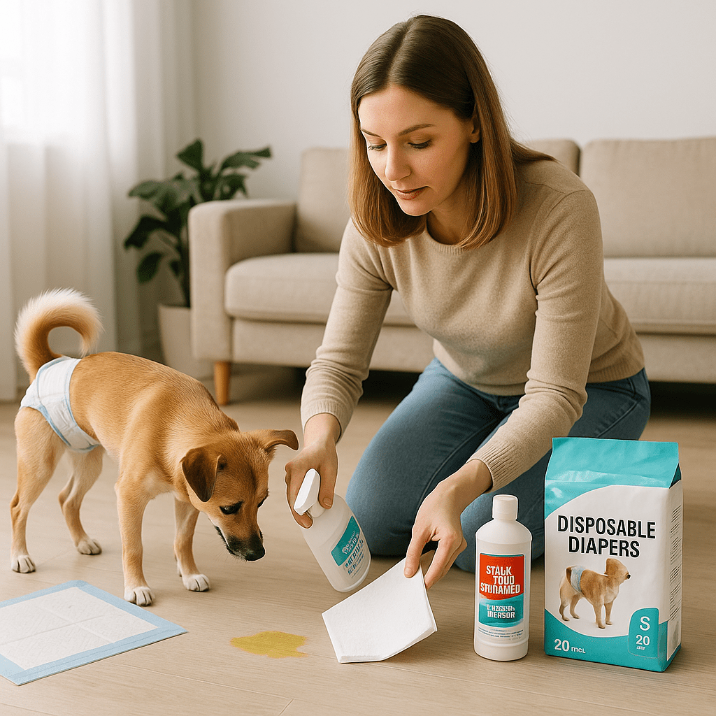 תמונה שנוצרה ב-AI עבור המאמר "כלב עושה פיפי בבית: איך להבין את הסיבה ומה עושים צעד־צעד" בנושא כלב עושה פיפי בבית. - כלב עושה פיפי בבית: איך להבין את הסיבה ומה עושים צעד־צעד