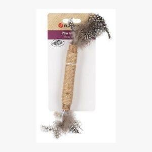 מקל יוטה מעץ מטאטאבי ונוצות לחתול