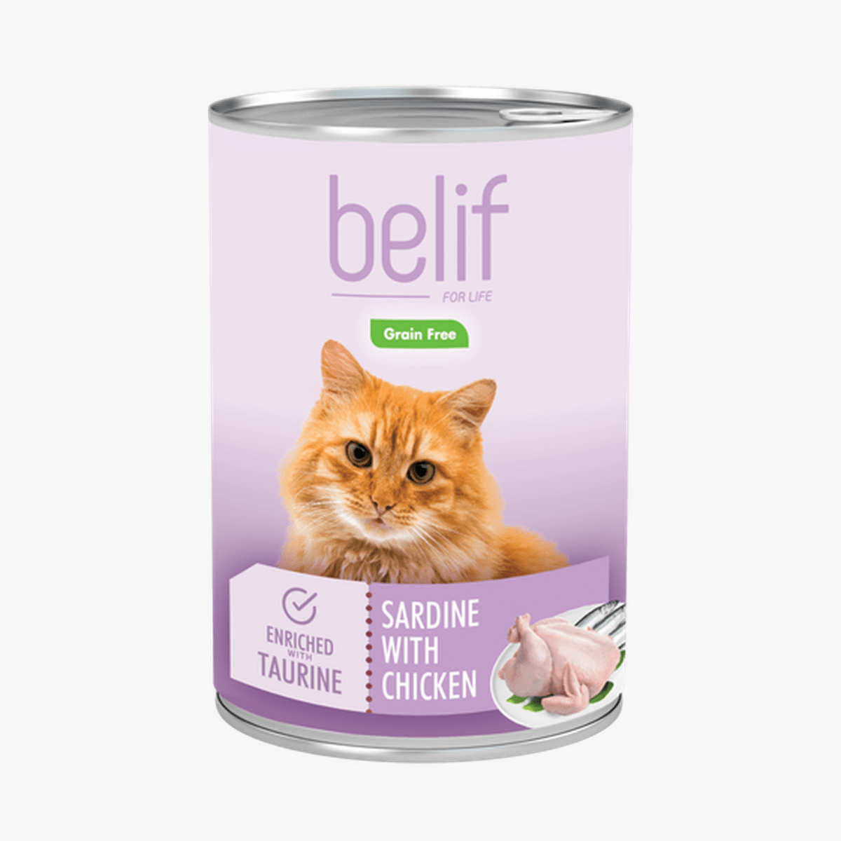 שימור בליף סרדין ועוף לחתול בוגר Belif